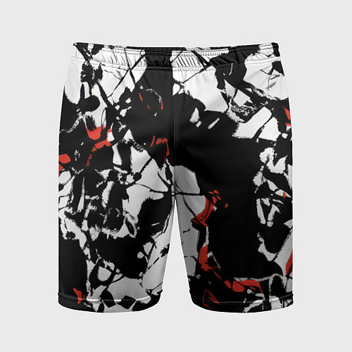 Мужские спортивные шорты Черно-красный камуфляж / 3D-принт – фото 1