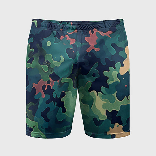 Мужские спортивные шорты Армейский камуфляж зеленый / 3D-принт – фото 1