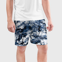Шорты спортивные мужские Камуфляж серо синий, цвет: 3D-принт — фото 2