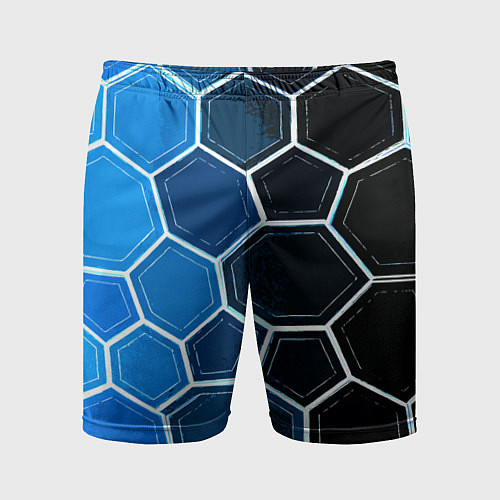Мужские спортивные шорты Белые шестиугольники на чёрно-синем фоне / 3D-принт – фото 1