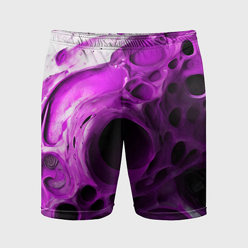 Мужские спортивные шорты Фиолетово-белая абстрактная структура / 3D-принт – фото 1