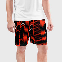 Шорты спортивные мужские Красные обои на чёрном фоне, цвет: 3D-принт — фото 2