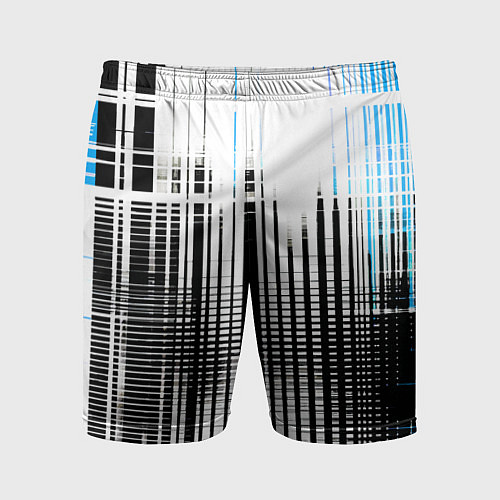 Мужские спортивные шорты Сине-чёрный гранж на белом фоне / 3D-принт – фото 1