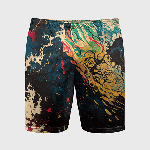 Мужские спортивные шорты Абстракция ктулху - нейросеть / 3D-принт – фото 1