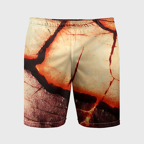 Мужские спортивные шорты Трещины на абстрактном красном фоне / 3D-принт – фото 1