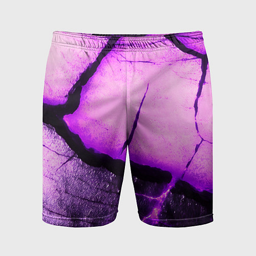 Мужские спортивные шорты Трещины на абстрактном фиолетовом фоне / 3D-принт – фото 1