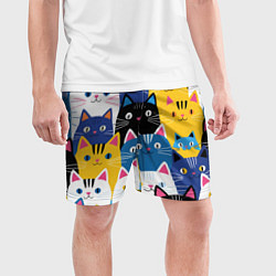 Шорты спортивные мужские Много цветных котиков, цвет: 3D-принт — фото 2