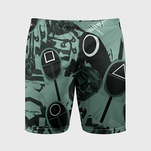 Мужские спортивные шорты Игра в кальмара маска ведущего и стражников / 3D-принт – фото 1