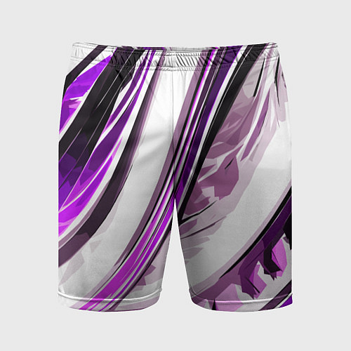 Мужские спортивные шорты Волнистая бело-фиолетовая абстракция / 3D-принт – фото 1