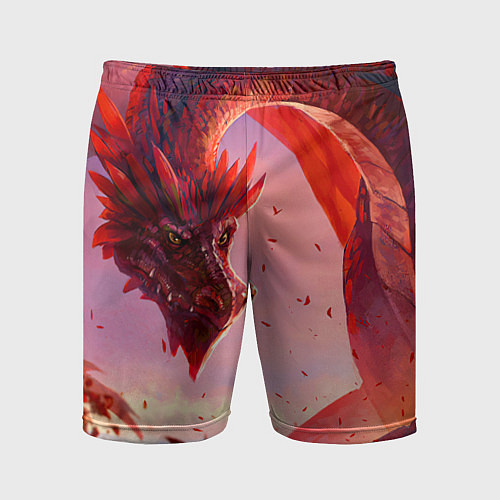 Мужские спортивные шорты Дракон красный мифический / 3D-принт – фото 1
