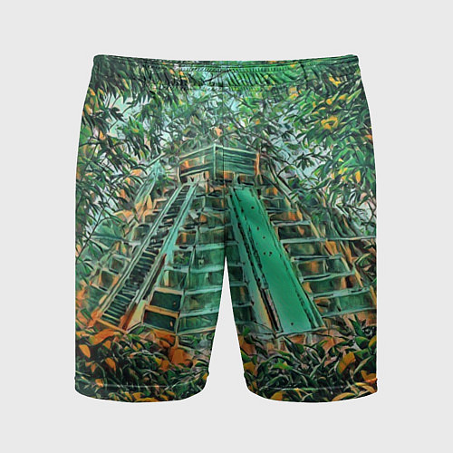 Мужские спортивные шорты Башня в джунглях / 3D-принт – фото 1