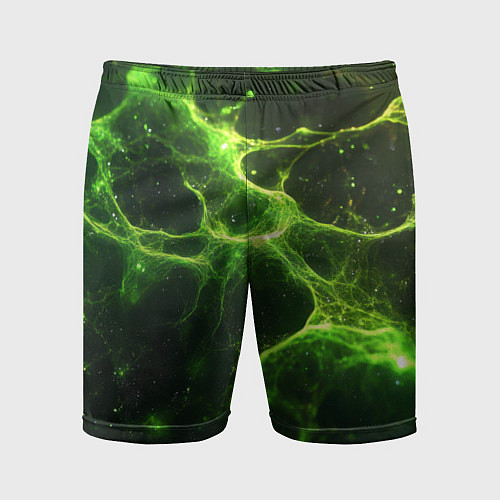 Мужские спортивные шорты Зеленые волокна текстура / 3D-принт – фото 1
