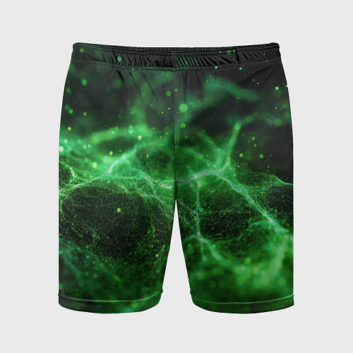 Мужские спортивные шорты Зеленая связь текстура / 3D-принт – фото 1