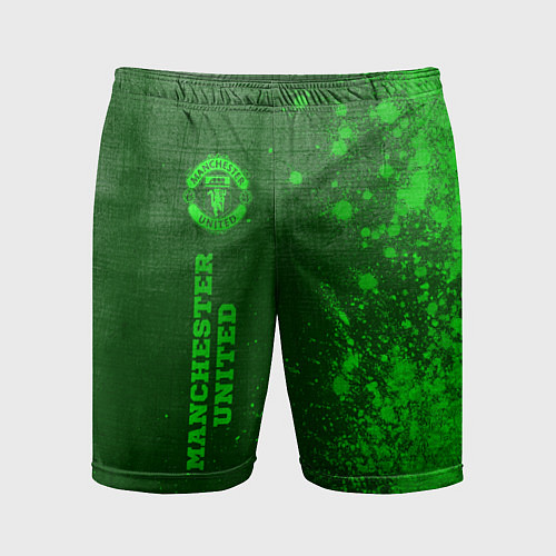 Мужские спортивные шорты Manchester United - green gradient по-вертикали / 3D-принт – фото 1