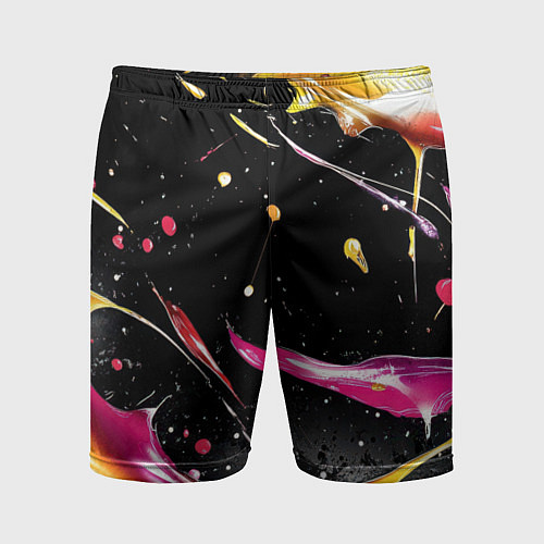 Мужские спортивные шорты Мазки краски на черном / 3D-принт – фото 1