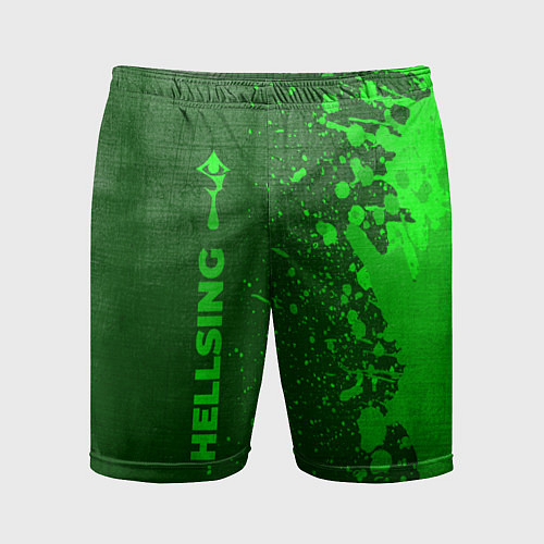 Мужские спортивные шорты Hellsing - green gradient по-вертикали / 3D-принт – фото 1