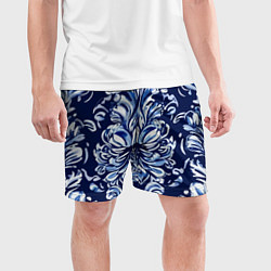 Шорты спортивные мужские Гжель русский орнамент королевский синий, цвет: 3D-принт — фото 2