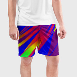 Шорты спортивные мужские Красно-синий с полосами градиент, цвет: 3D-принт — фото 2