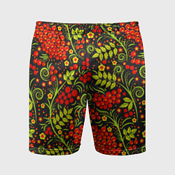 Мужские спортивные шорты Красная рябина хохлома