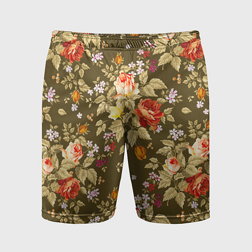 Мужские спортивные шорты Розы садовые и цветы полевые / 3D-принт – фото 1