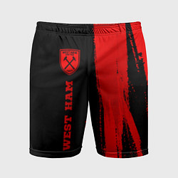 Шорты спортивные мужские West Ham - red gradient по-вертикали, цвет: 3D-принт