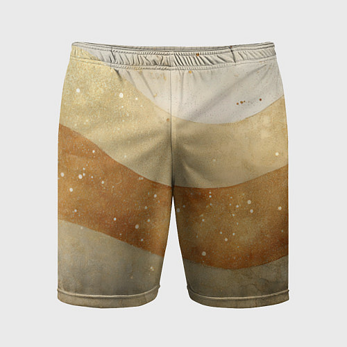 Мужские спортивные шорты Бежево-золотые полосы с блестками / 3D-принт – фото 1