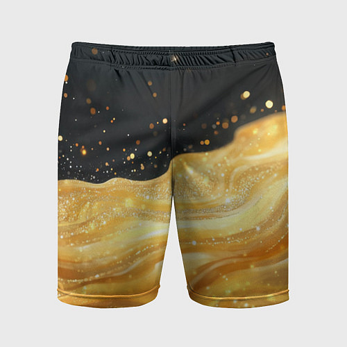 Мужские спортивные шорты Золотистая материя на черном фоне / 3D-принт – фото 1