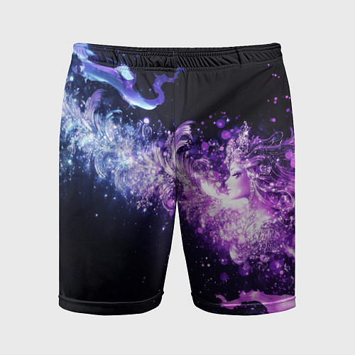 Мужские спортивные шорты Фиолетово-синяя абстрактная волна / 3D-принт – фото 1