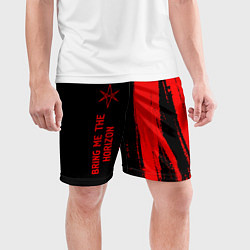 Шорты спортивные мужские Bring Me the Horizon - red gradient по-вертикали, цвет: 3D-принт — фото 2