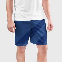 Шорты спортивные мужские Синий текстурный с полосой, цвет: 3D-принт — фото 2