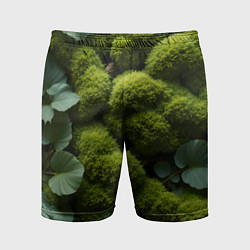 Шорты спортивные мужские Зеленый мох и листья, цвет: 3D-принт