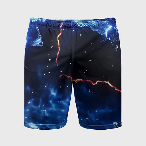 Мужские спортивные шорты Звезды и молнии в разломе плит / 3D-принт – фото 1