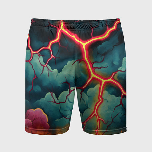 Мужские спортивные шорты Молнии в виде разлома / 3D-принт – фото 1