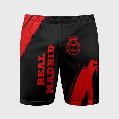 Мужские спортивные шорты Real Madrid - red gradient вертикально / 3D-принт – фото 1