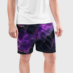 Шорты спортивные мужские Фиолетовый разлом с молниями, цвет: 3D-принт — фото 2