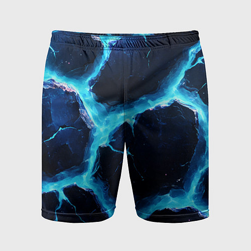 Мужские спортивные шорты Голубая потертая текстура с разломом / 3D-принт – фото 1