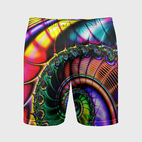 Мужские спортивные шорты Фрактальный узор неоновый / 3D-принт – фото 1