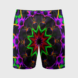 Шорты спортивные мужские Неоновая геометрия узоры, цвет: 3D-принт