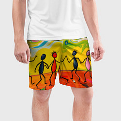 Шорты спортивные мужские Дружба человечков, цвет: 3D-принт — фото 2