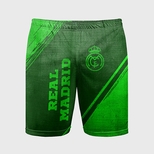 Мужские спортивные шорты Real Madrid - green gradient вертикально / 3D-принт – фото 1