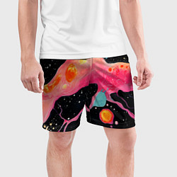 Шорты спортивные мужские Розовая текстура в черном, цвет: 3D-принт — фото 2