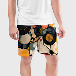 Шорты спортивные мужские Абстракция с кругами и краской, цвет: 3D-принт — фото 2