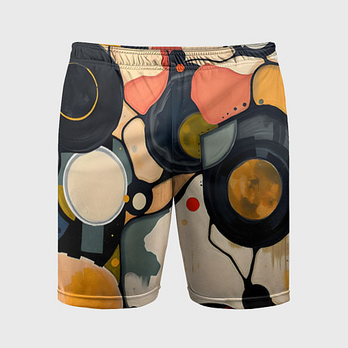 Мужские спортивные шорты Абстракция с кругами и краской / 3D-принт – фото 1