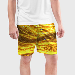Шорты спортивные мужские Золотые блестящие волны, цвет: 3D-принт — фото 2