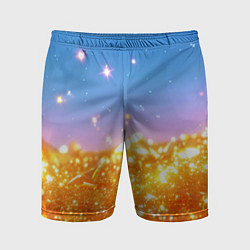 Мужские спортивные шорты Золотые шарики на голубом фоне