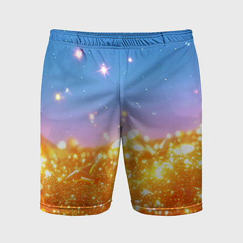 Мужские спортивные шорты Золотые шарики на голубом фоне / 3D-принт – фото 1