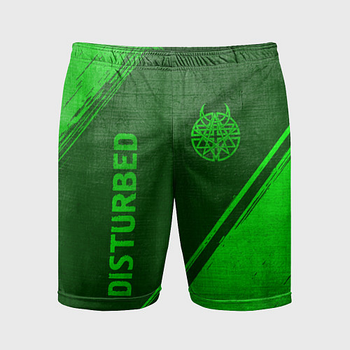 Мужские спортивные шорты Disturbed - green gradient вертикально / 3D-принт – фото 1