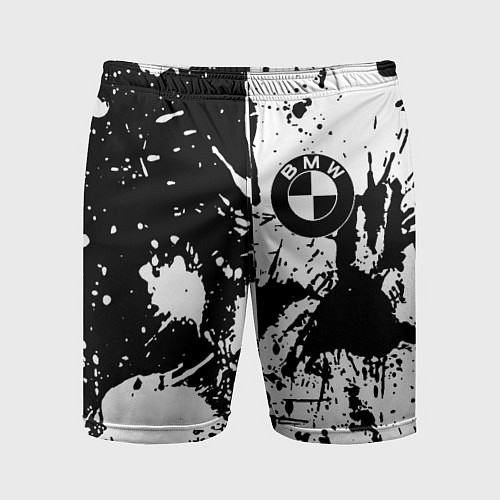 Мужские спортивные шорты BMW черно белые краски / 3D-принт – фото 1