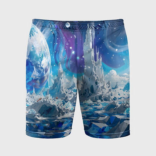 Мужские спортивные шорты Космический фантастический пейзаж / 3D-принт – фото 1