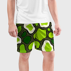 Шорты спортивные мужские Зеленая абстракция с кругами, цвет: 3D-принт — фото 2